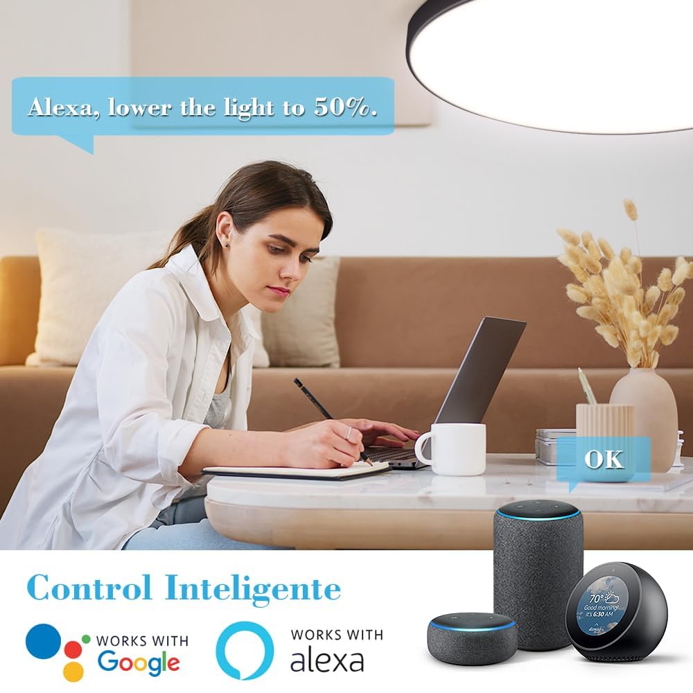 Luces Led Para Cuarto CHENBEN Lampara De Techo, Compatible Con