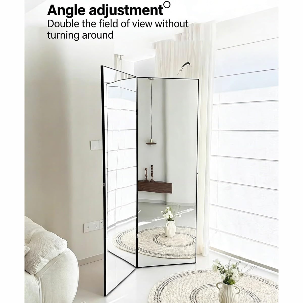 Gimnasio Espejo de Pie de Cuerpo Entero Plegable para Pared Espejos Grandes de Usos Fáciles de Usar para Gimnasio Garaje Yoga Estudio de Baile y Dormitorio 170 * 80cm