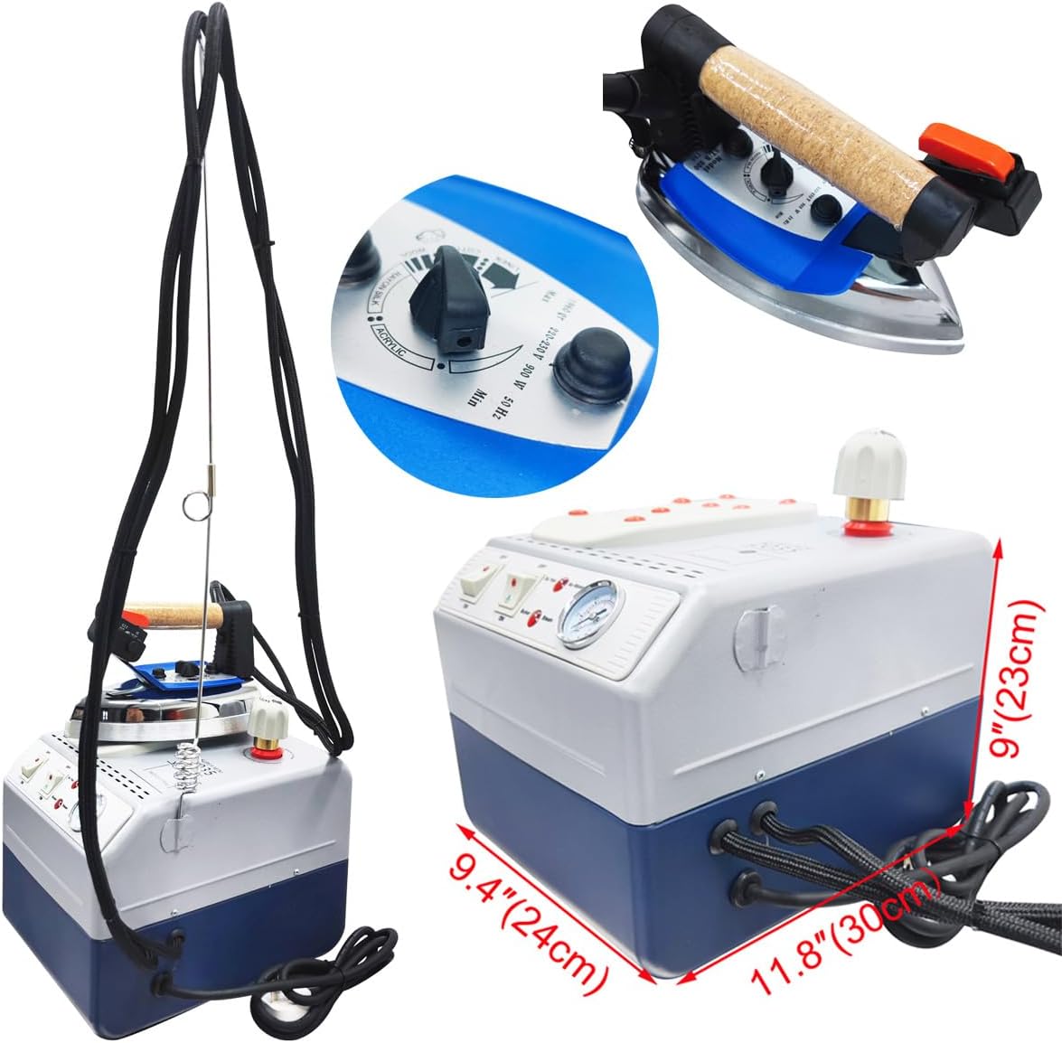 INTBUYING Industrial Steam Iron, Commercial Steam Generator Ironing, Curtain Electric Iron Boiler 220V, with 3.5L Tank, for Clothing Stores, Dry Cleaners, Tailor Stores