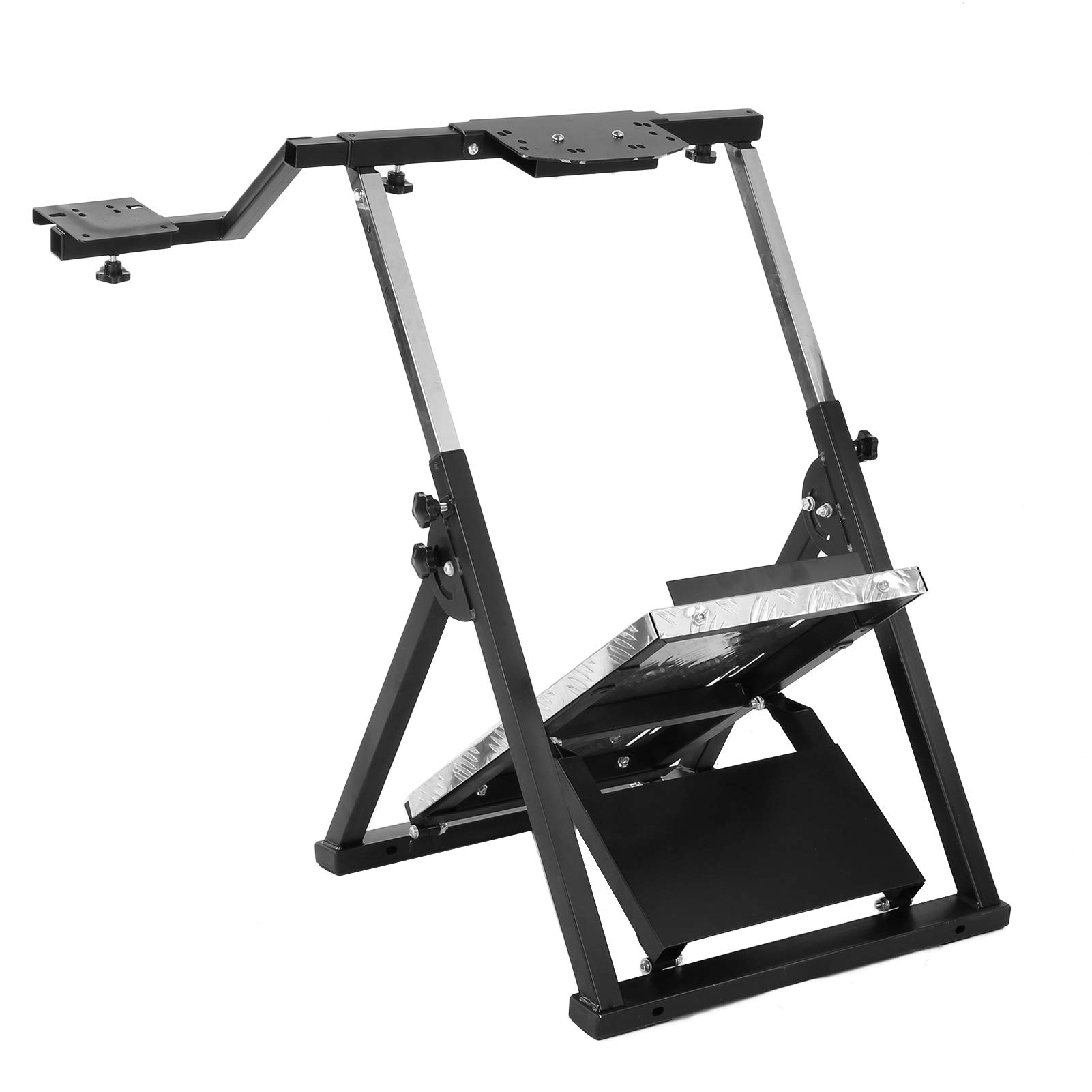 Ausla Supporto per Volante da Gioco di Corse Pieghevole Staffa di Supporto per Ruota in Acciaio Posizione del Pedale Regolabile Sinistro Destro 81 X 54 X 94 Cm per Giocatori di Sim Racing