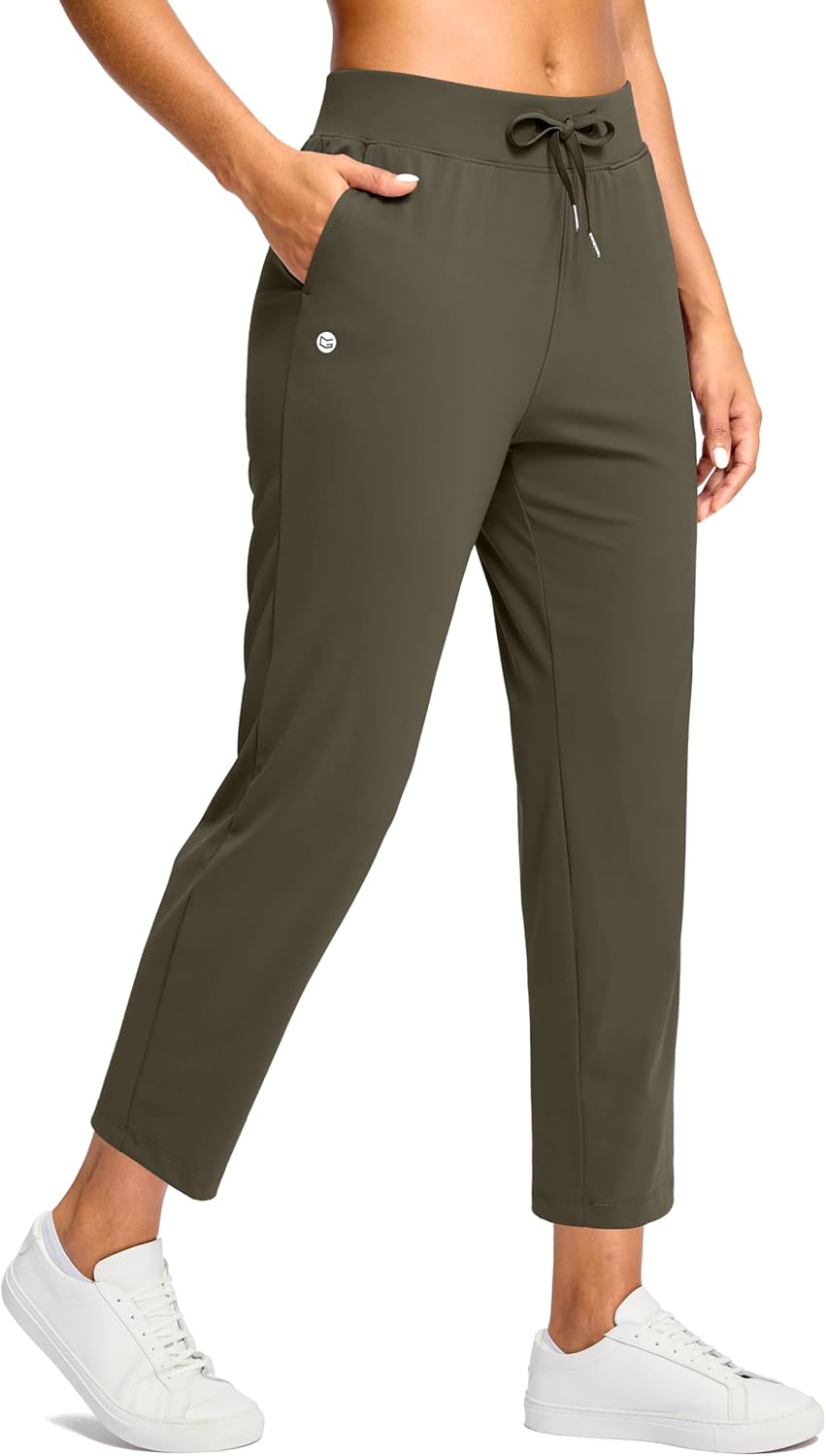 G Gradual Petite Pants for Women 24"/26" Ankle Pants 2 Pockets Stretchy 7/8 Sweatpants for Golf Travel Athletic Casual