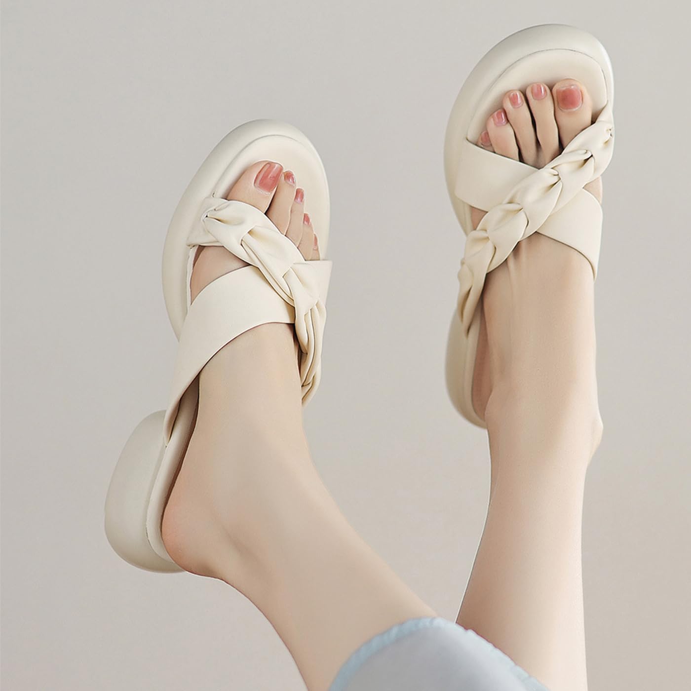 Sandali Donna Suola Spessa Punta Aperta Tonda 4 cm | Design casual, Fodera PU, Suola gomma, Platform 4 cm, Estate