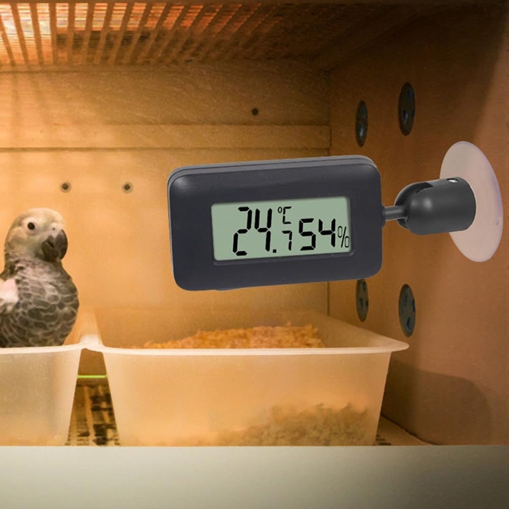 DONGKER Jauge D'humidité de Thermomètre de Reptile,Jauges de Capteur de Température D'affichage LCD Numérique avec Ventouse pour Tortue,Serpent,Lézard,Grenouille,Araignée,Boîte a Plantes