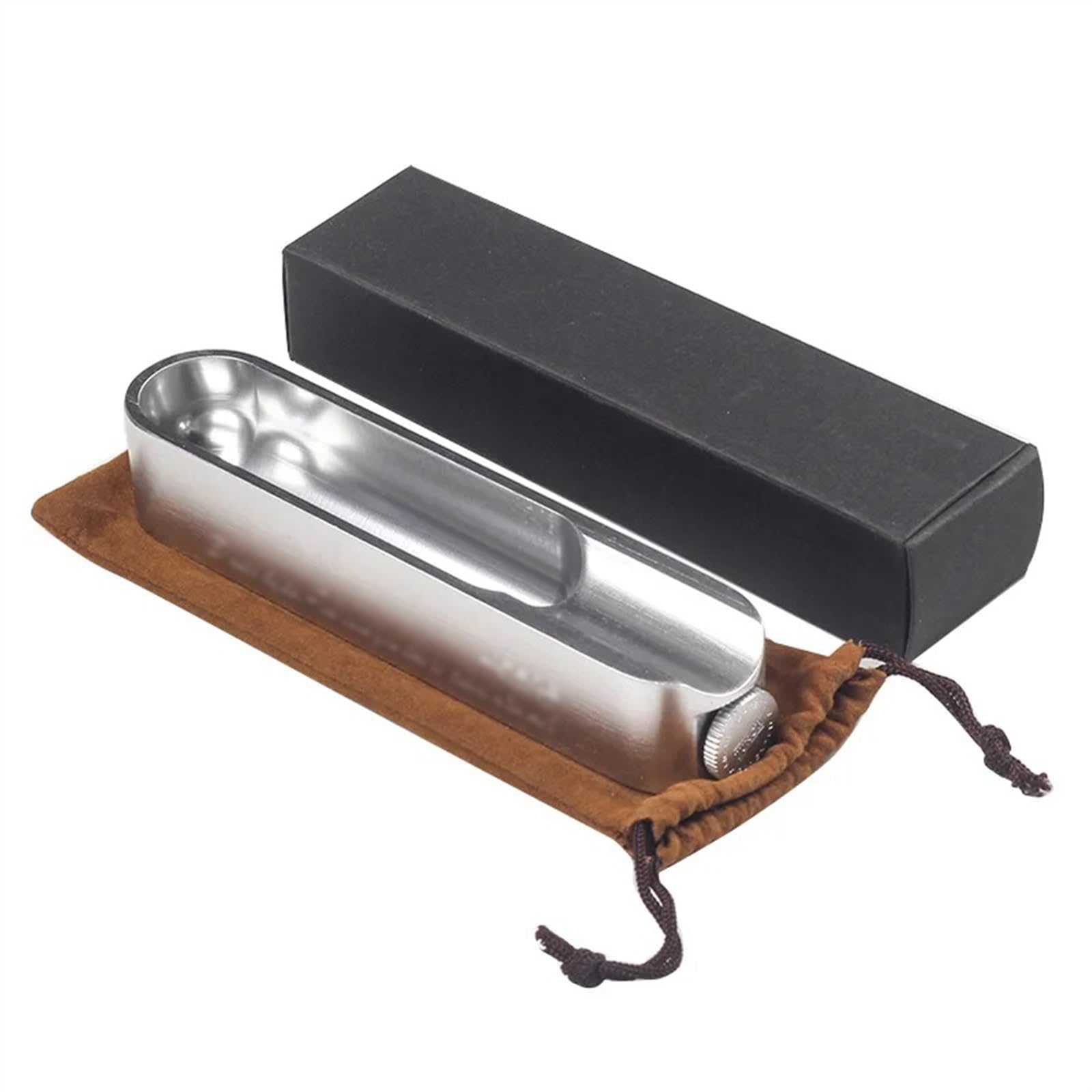 Posacenere for sigari Portatile in Metallo con utensile for punzonatura, Fessura for la Cenere, Porta sigari Singolo, posacenere da Viaggio Esterno for Uomo, Scatola Regalo for sigari(Gold)