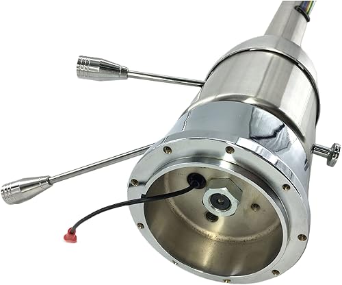 Miniatura 7 de AngyMeck Columna de dirección manual de inclinación de acero inoxidable con acabado pulido de 32 pulgadas con adaptador de rueda de 9 agujeros, sin