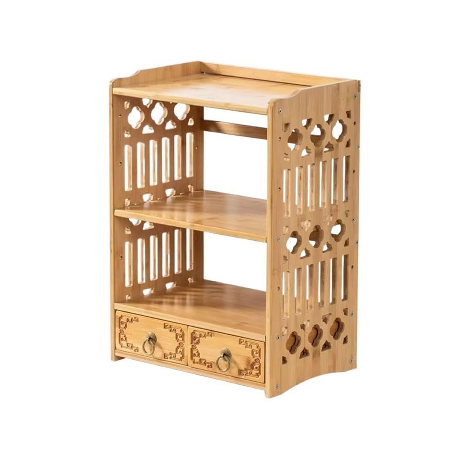 Cenz-888 Portable Bookshelf Double Layer Vertical Bookshelf Chinese Retro Storage Rack for Office Desk Storage Rack