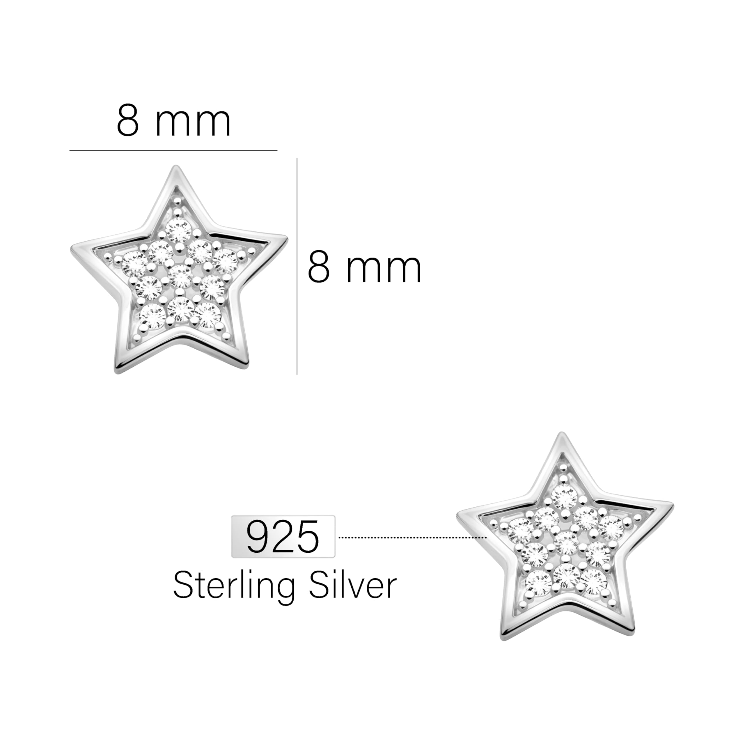 SOFIA MILANI - Orecchini da Donna in Argento 925 - con Pietra Zircone - Orecchini a Perno a Stella - 20606