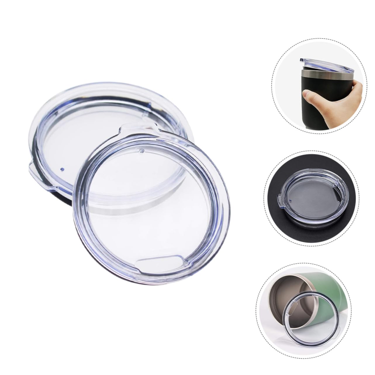 CIYODO Leak-proof Tumbler Lid Replacement 2pcs Plastic Lids for Insulated Cups Portable for Tumblers