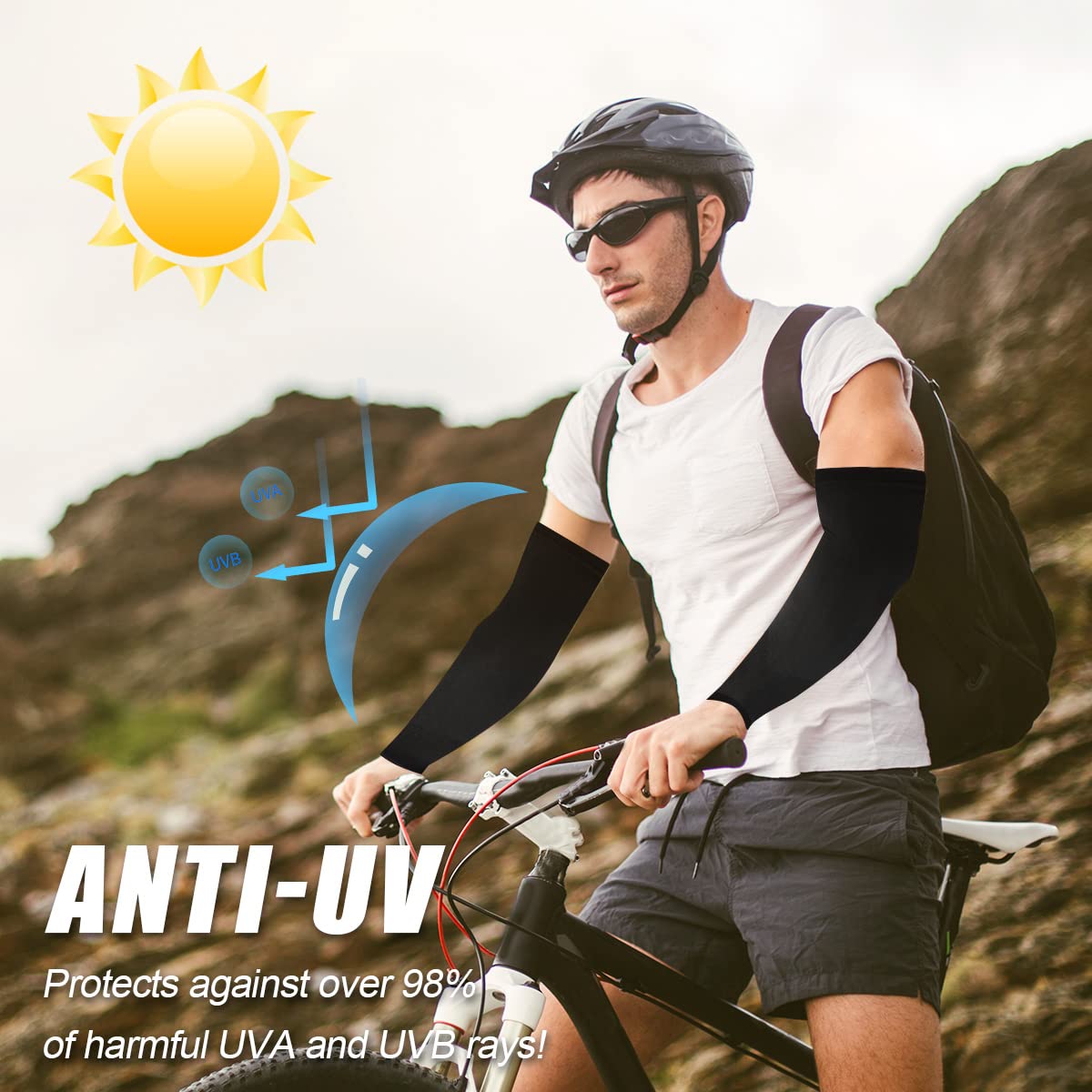 Manicotti Unisex da Manicotti Traspiranti anti-UV Maniche per Braccia per Pallavolo, Ciclismo, Pallacanestro, Corsa, Lavoro All'Aperto, Gioco (1 paio Bianco)