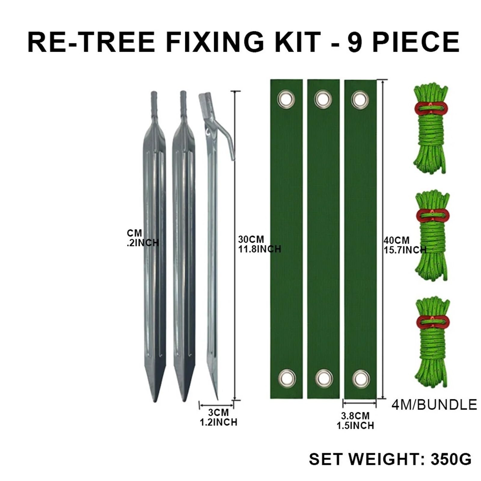 Cinghie Antivento per Alberi Cinghia di Fissaggio in Nylon Sagomata Antivento e Resistente agli uragani, Ottimo Supporto for Alberi Appena piantati(Green Rope)