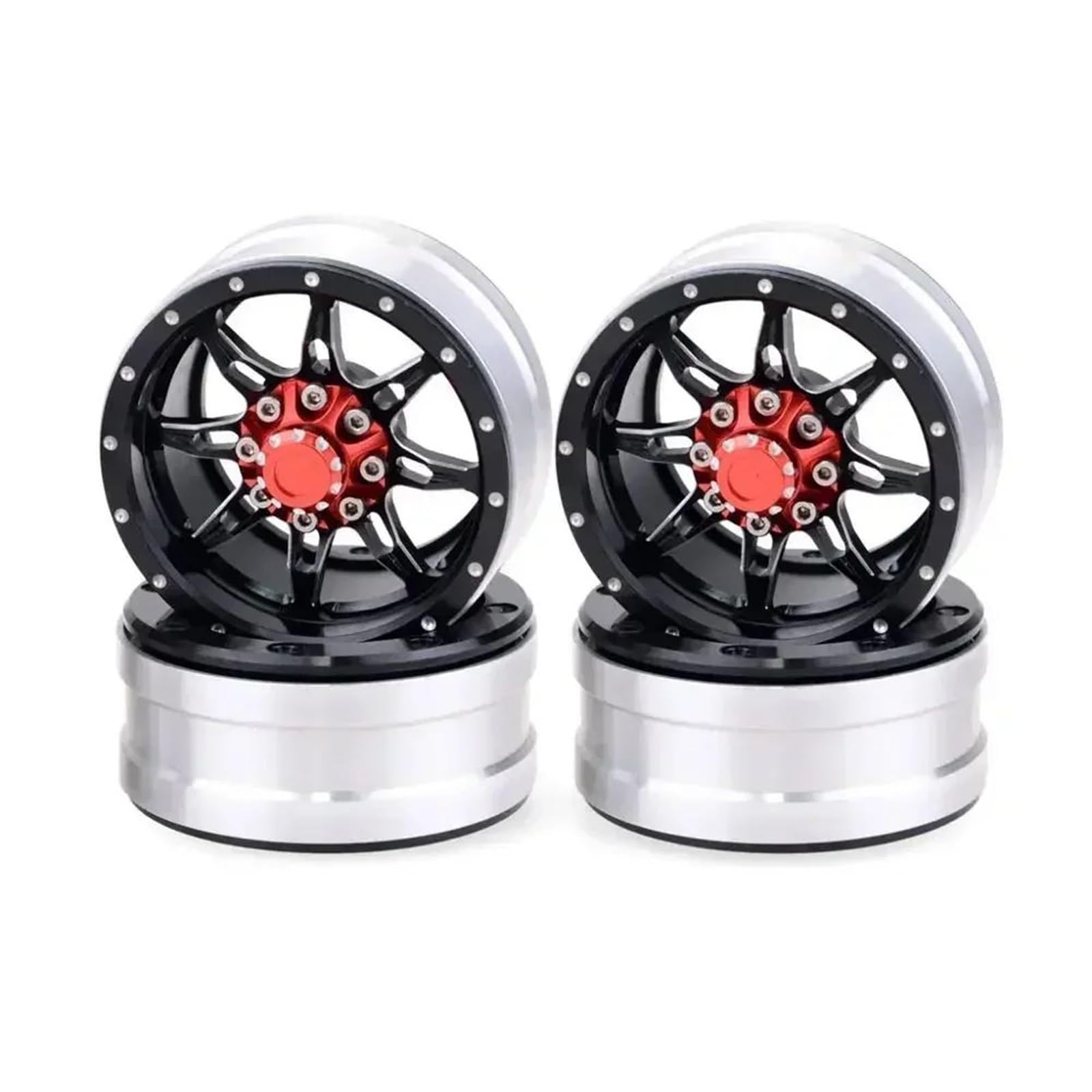 Per Axial Per Scx10 90046 Per Tamiya Cc01 D90 D110 Tf2 Per Traxxas Per Trx-4 S119 1/10 Rc Auto 4 Pezzi Cerchio In Metallo 1.9 Pollici Beadlock Ricambi Modellini RC