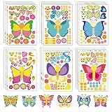 24 Sheets Butterfly Make a Face Sticker Sheets for Kids Todders Activities, Make Your Own Stickers for Kids Birthday Party Favor Supplies Craft