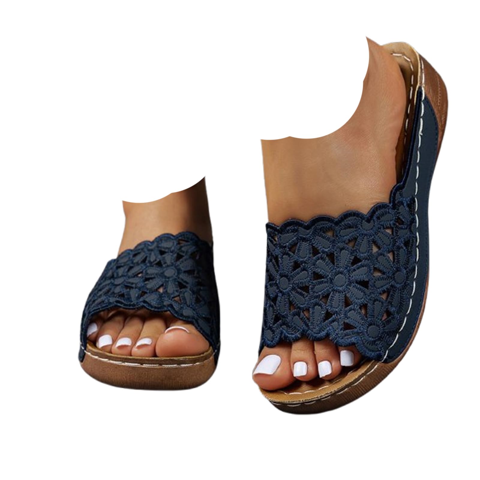 Women's Comfortable Low Sandals for Beach, Dressy Platform Open Toe Summer with Support