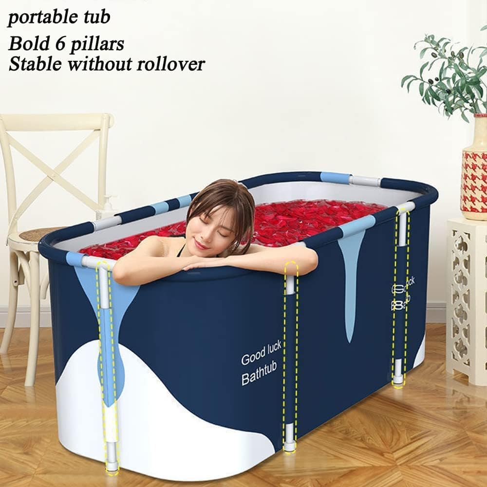 PIPULSE Portable Folding Soaking Bathtub – Collapsible Freestanding Spa for Adults, Separate Family Bathroom, Thickened Design to Retain Heat with Hot Foam for Comfortable Bathing(MILK) 4
