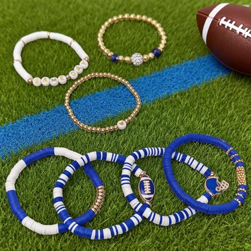 Caviquen Game Day Bracelets, Charm Football Sport Team Stretch Bracelets Stackable Stretch Outfits by Caviquen - Used condition - Image 6