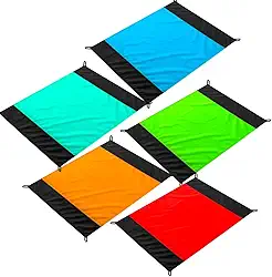 Esteira de Praia Impermeável, 200 x 140 cm, com Bolsa de Transporte, 5 Cores, Kit com Mosquetão e Pregos de Fixação