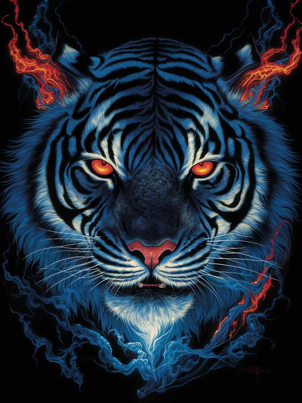 VAIIEYO Diamond Art Tiger, 5D Diamond Art Kit Animal, DIY Paint with Round Full Drill Diamonds Gem Art for Home Wall Decoration Gift-12X16 Inch-786