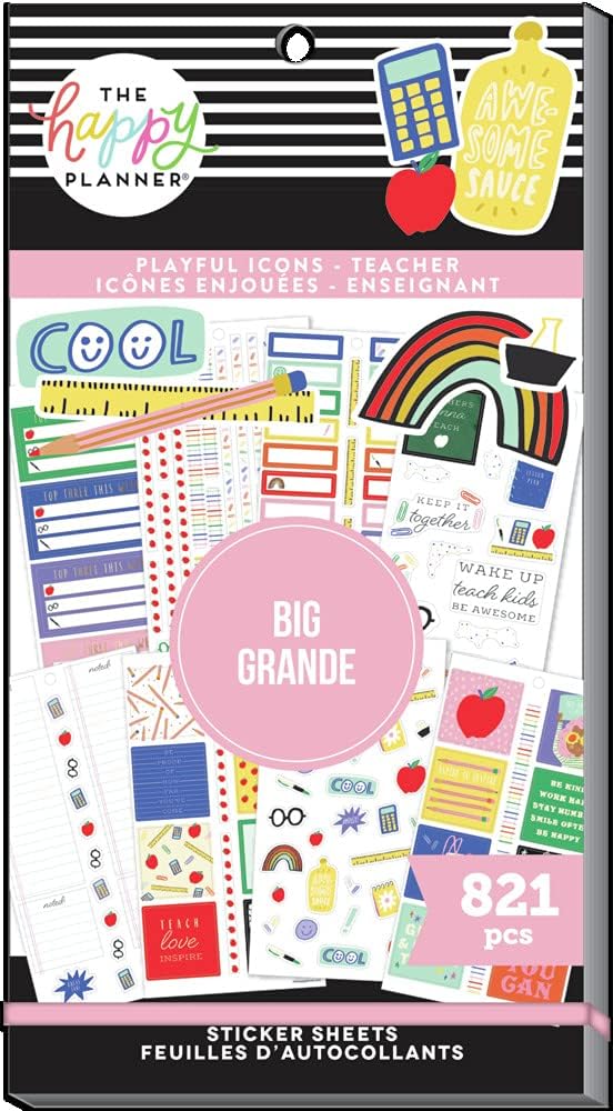 The Happy Planner Sticker Value Pack - Planner & School Accessories - Playful IconsTheme - Multi-Color - Great for Planning & Assignments - 30 Sheets, 738 Stickers