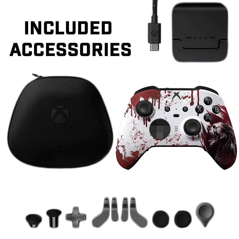 Miniatura 5 de Custom Controllerzz Elite Series 2 Controller Compatible With Xbox One, Xbox Series S, and Xbox Series X (Bloody Zombie)