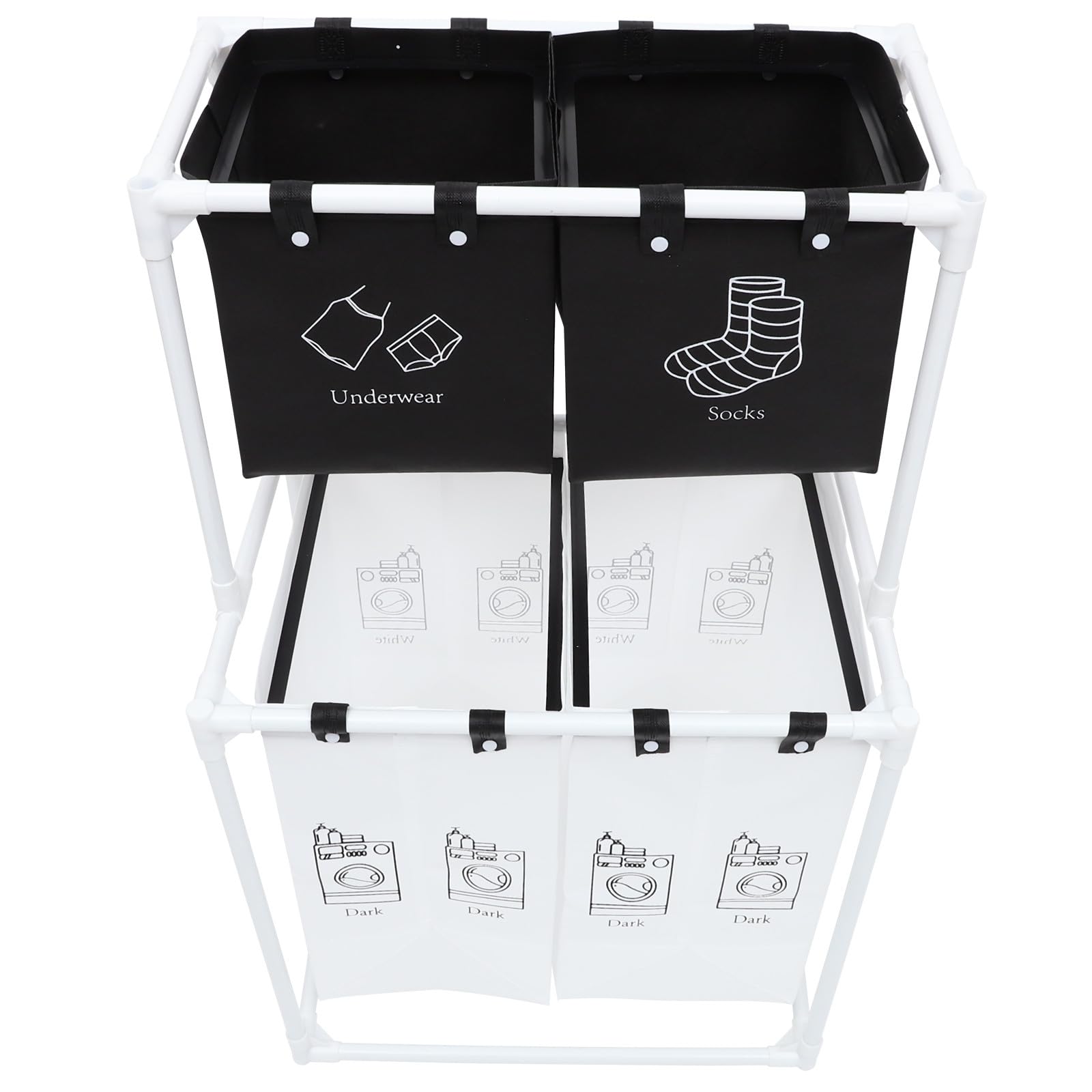 Panier à linge en plastique et coton Zerodeko grand modèle avec support