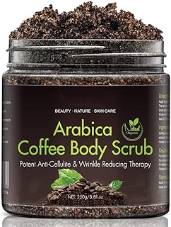 مقشر الجسم للقهوة من جفادج - مقشر قهوة عضوية وملح البحر الميت مثالي لتقشير البشرة وتجديد شبابها، مقشر طبيعي للجسم