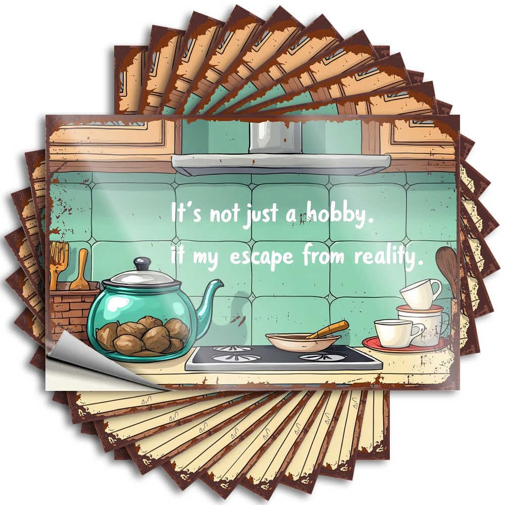 Escape Into Comfort: A Cozy Kitchen Retreat Badass Funny Sticker | Aesthetic Waterproof Vinyl Bottle Paw Removable Decal Peel Stick(6X9CM)