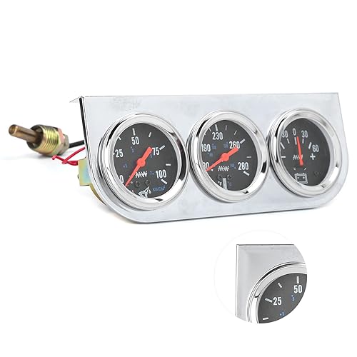 Miniatura 9 de Kit de calibre triple 3 en 1, 2 pulgadas, medidor de presión de aceite de temperatura del agua, medidor de AMP de metal sólido alto para automóvil