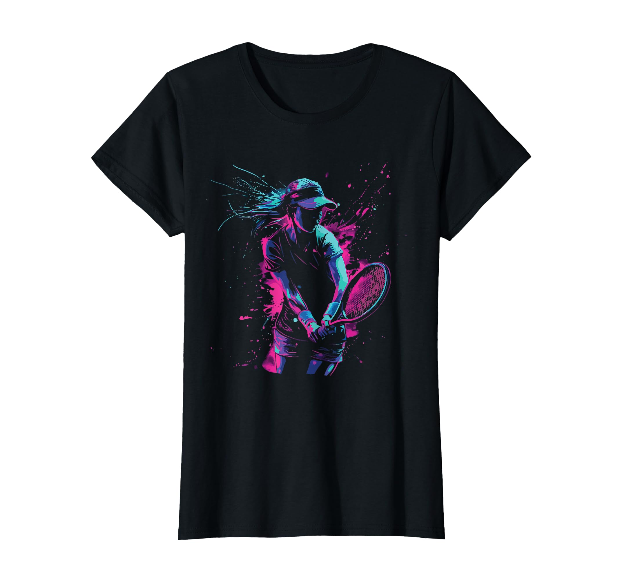 High-Energy Paint Splash Netball & Tennis Player T-Shirt (Style 5)
