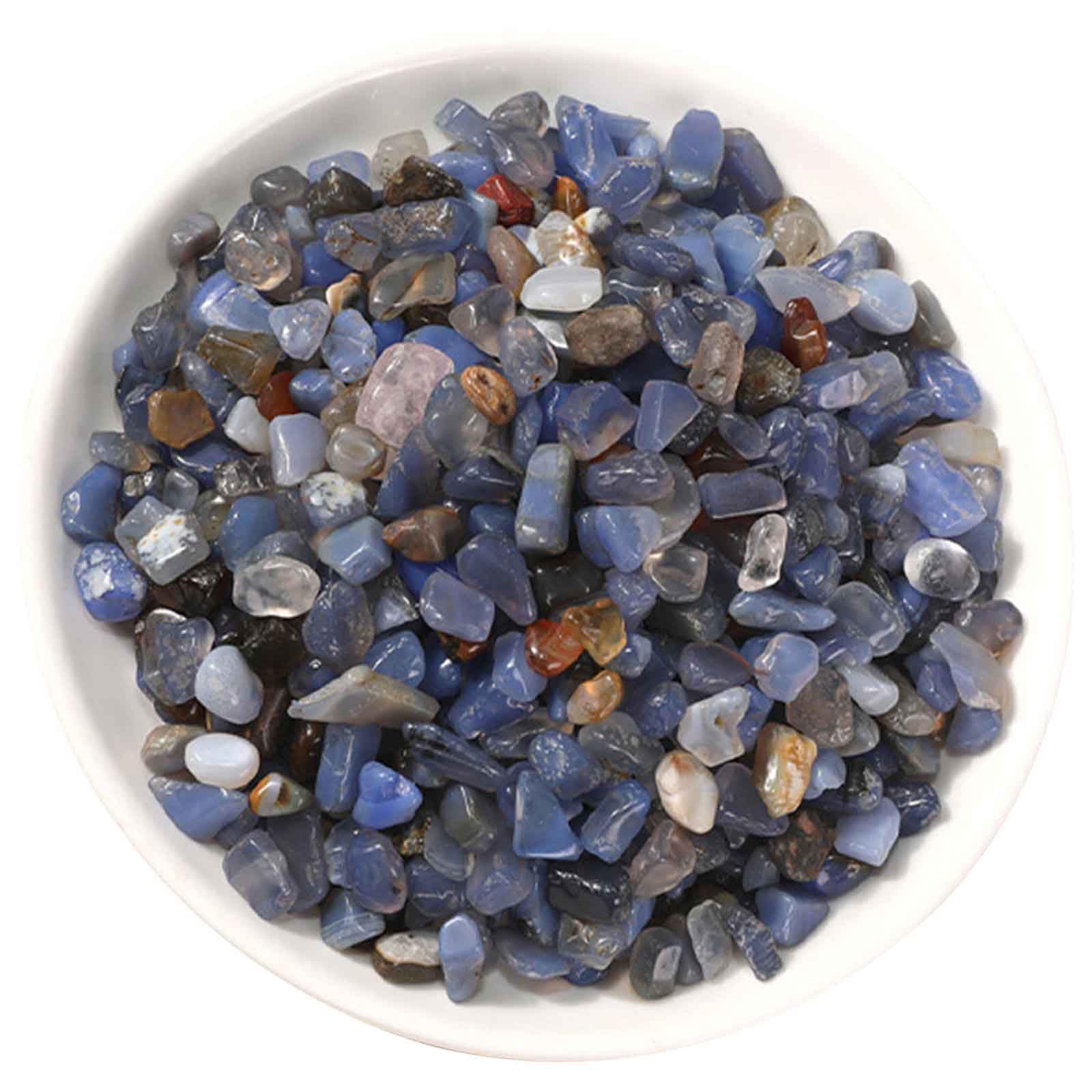 2,2 libbre di Agata Blu frantumata, schegge levigate, sfuse, Ghiaia Naturale lucidata per Acquario, Rocce, Cristalli, Pietre per Piante grasse, Cactus, terrario Fai da Te,9~12mm/2.2lb