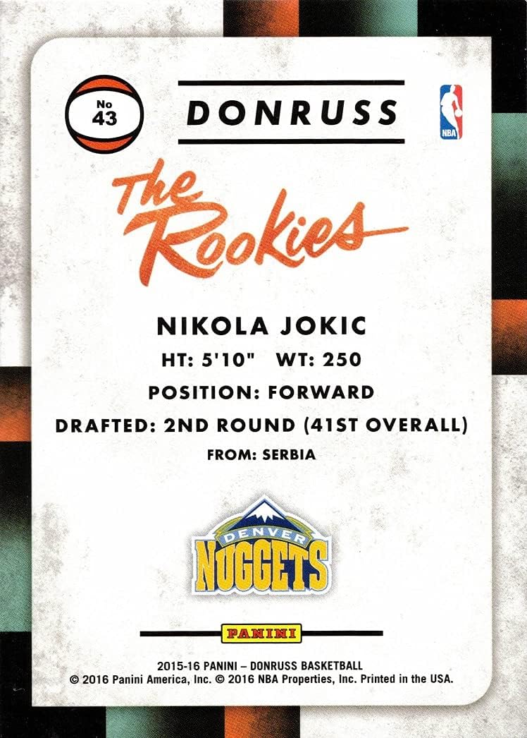 2015-16 Panini Donruss the Rookies #43 Nikola Jokic Basketball Card