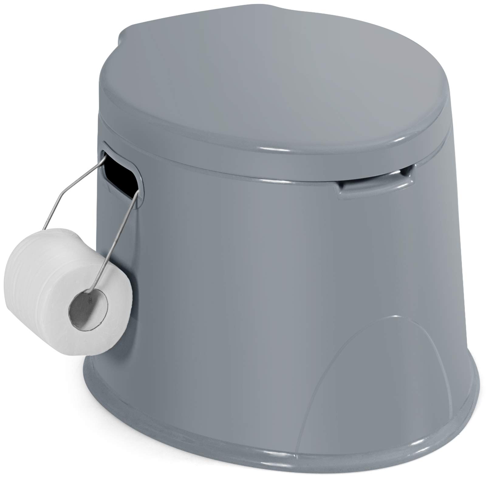 GOPLUS WC Portabile, 5 L, Portata 200 kg, Toilette Portatile con Secchio Contenitore, Toilette da Campeggio e Viaggio, per Anziani, per Donne in Gravidanza, con portarotolo, 49 x 41 x 35 cm