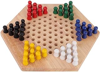 Wooden Chinese Checkers,Board Game Set Wooden Checkers Board Game with Wood Pegs Traditional Chinese Checkers Wood Game Checkers Board Game for Kids and Adult