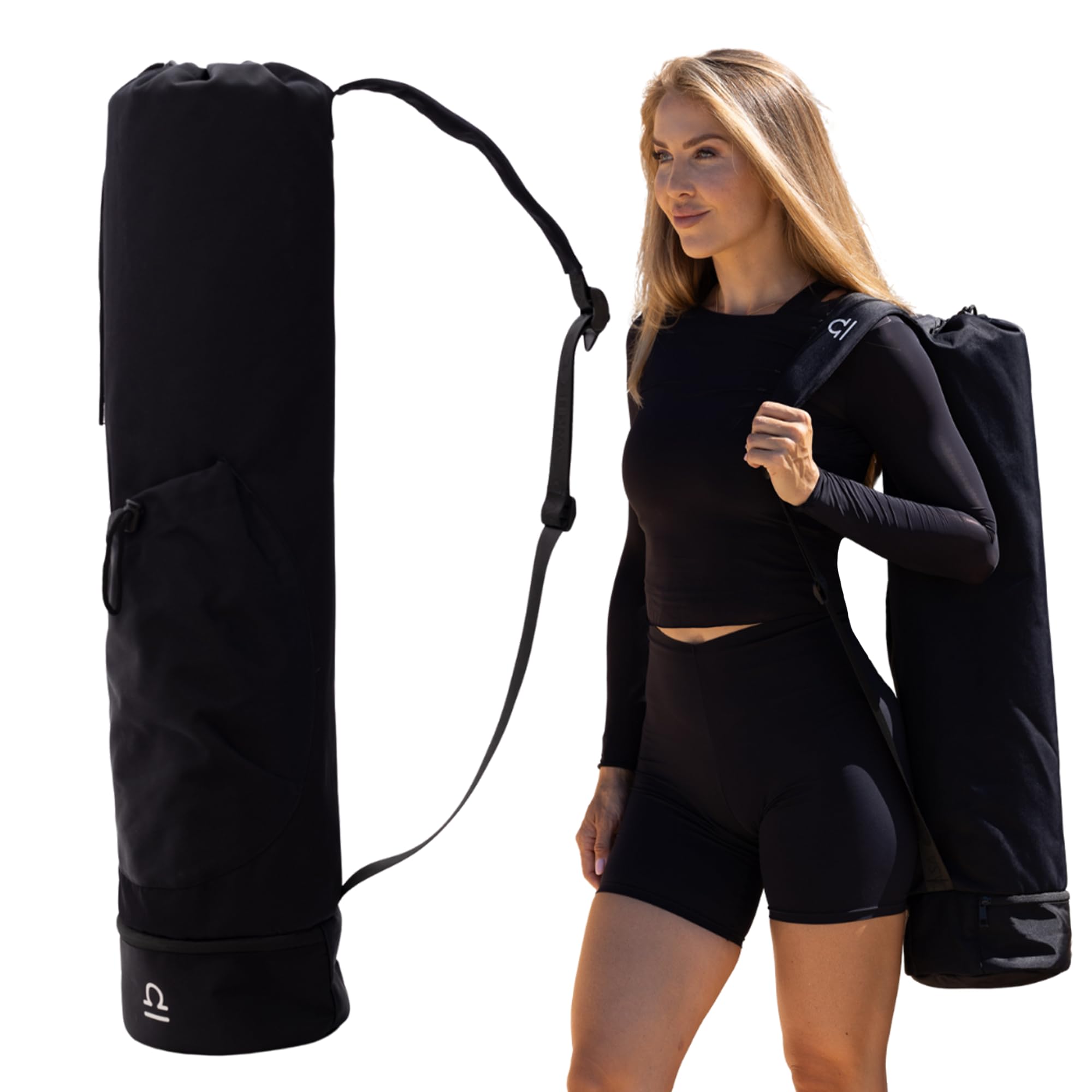 Funda Esterilla Yoga|Bolsa para Yoga Fitness, Pilates, Gimnasio & Deporte – Bolsillio Para Botella De Agua & Toalla|Nailon Extra Duradero Impermeable, Correa de Hombro Extra Ancha, Ajustable Acolchada