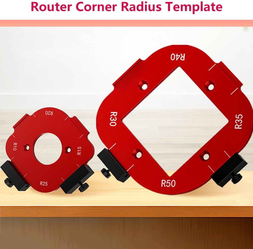 Router Corner Radius Template Router Radius Jig Aluminum Alloy Router Corner Jigs (R10 R15 R20 R25 R30 R35 R40 R50) Corner Radius Routing Templates for Woodworking