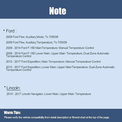 Miniatura 8 de Actuador de puerta de mezcla de calentador HVAC para Ford F-150 2009-2014, Ford Expedition 2010-2017, Lincoln Navigator 2009-2016, OE 604-252,