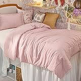 Bedsure Twin/Twin XL Comforter Set - Pink Soft Bedding for All Seasons, Cationic Dyed Bed Set, 2 Pieces, 1 Twin Size Comforter (68'x88') and 1 Pillow Sham (20'x26'+2')