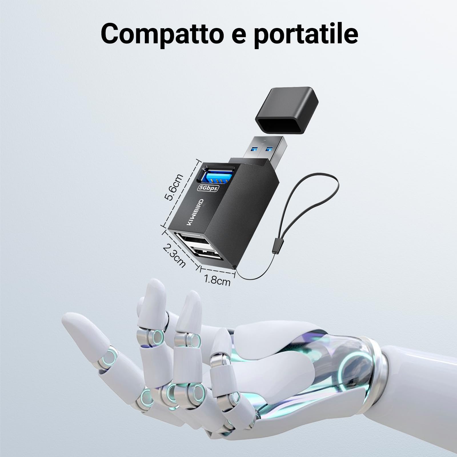 KiWiBiRD sdoppiatore USB multipla, hub USB 3.0 2x USB2.0, doppia presa USB splitter adattatore duplicatore ricarica ciabatta per PC compatibile con chiavetta stampante tastiera mouse cuffie