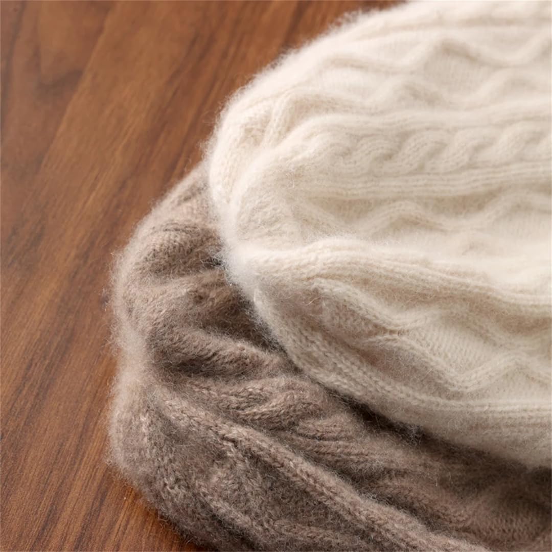 Gorro De Invierno 100% De Lana Pura Para Mujer, Gorro Suave De Lana Cálido, Gorros Con Rombos Para Gorro Tejido