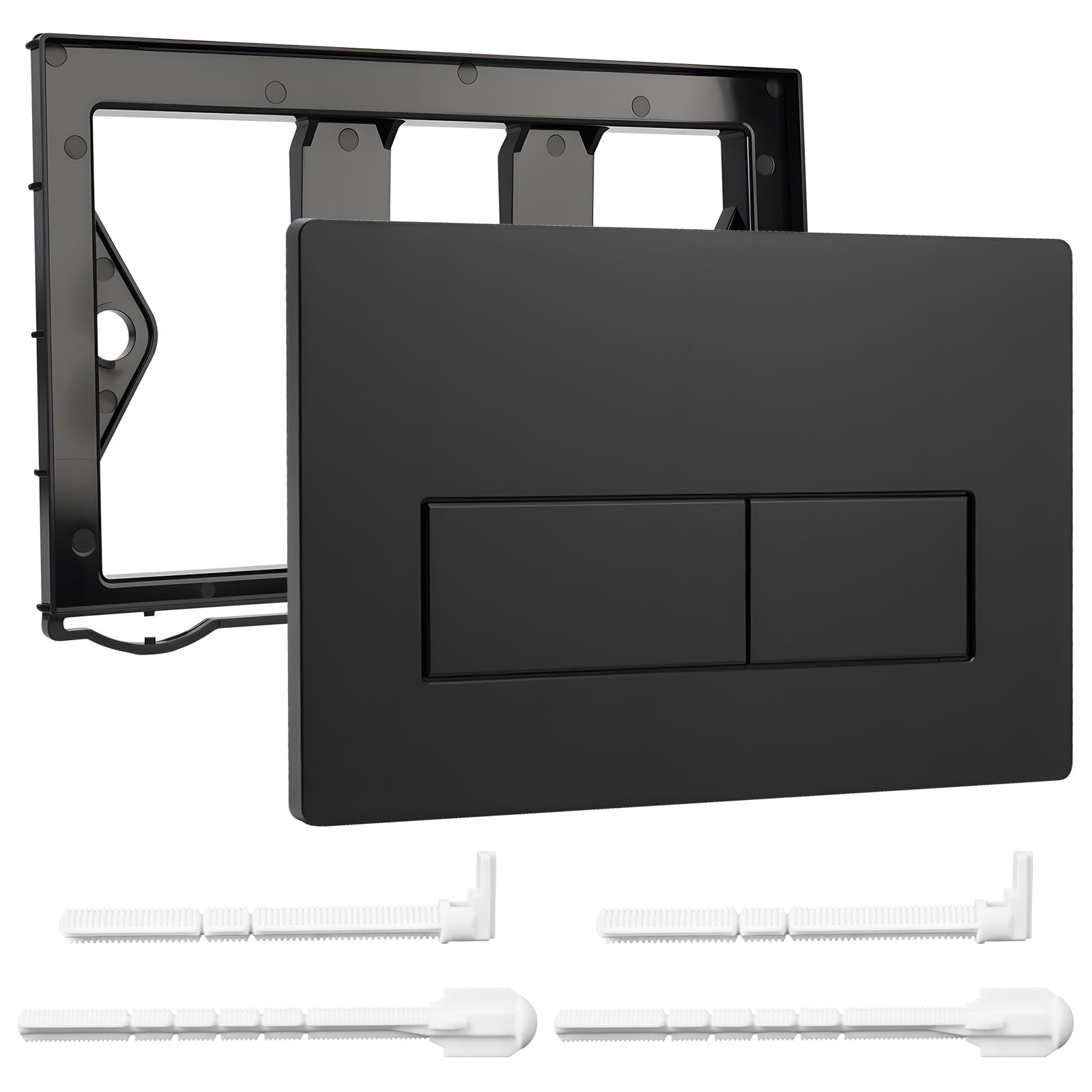 Plaque de Commande WC, Compatible avec Geberit Sigma 01/20/21/30/40/50, UP300 et UP320, avec Double Chasse, avec Leviers de Chasse et d'un Cadre d'Installation (Noir Mate)