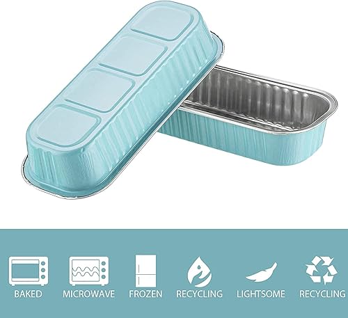 Miniatura 3 de EUSOAR Ramequines desechables con tapas, 100 piezas de 6.8 onzas, 6.5 x 2.5 x 1.2 pulgadas, papel de aluminio azul para hornear, tazas de postre