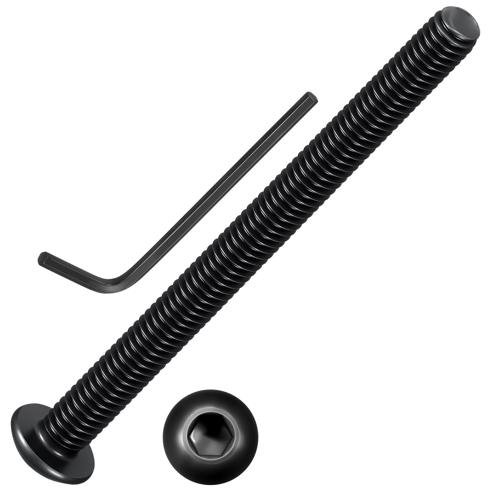 Kozelo 50pcs Button Head Socket Cap Screws - [M3-0.5x35mm] Zinc-Nickel Coated Good for Automotive, Marine & Outdoor Use Road Bicycle, Mountain Bike, Motorcycle - Alloy Steel - Black