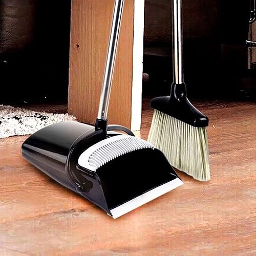 Miniatura 2 de Juego de escoba y recogedor de polvo de pie más fuerte y resistente con barra extensible para escoba fácil de barrer fácil de montar ideal para el