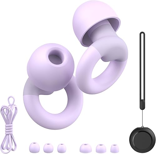 Miniatura 10 de Tapones para los oídos para dormir, reducción de ruido, tapones para los oídos de silicona suave con 7 pares de almohadillas para los oídos y un
