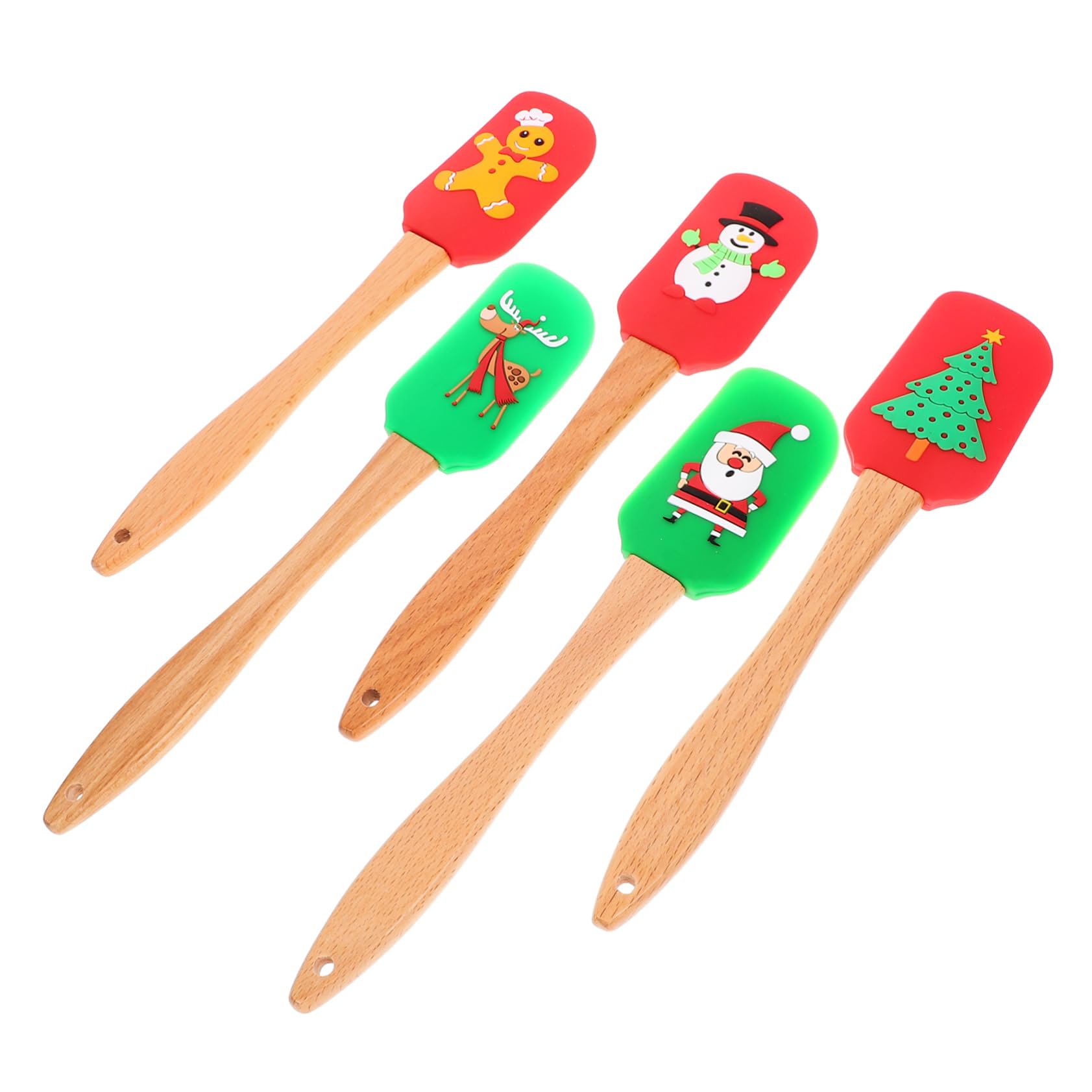 5piezas Espátulas De Silicona Para Hornear Utensilios De Pastelería Resistentes Al Calor Herramientas De Repostería Para Decoración De Tartas Diseño De Navidad Para Cocinas y