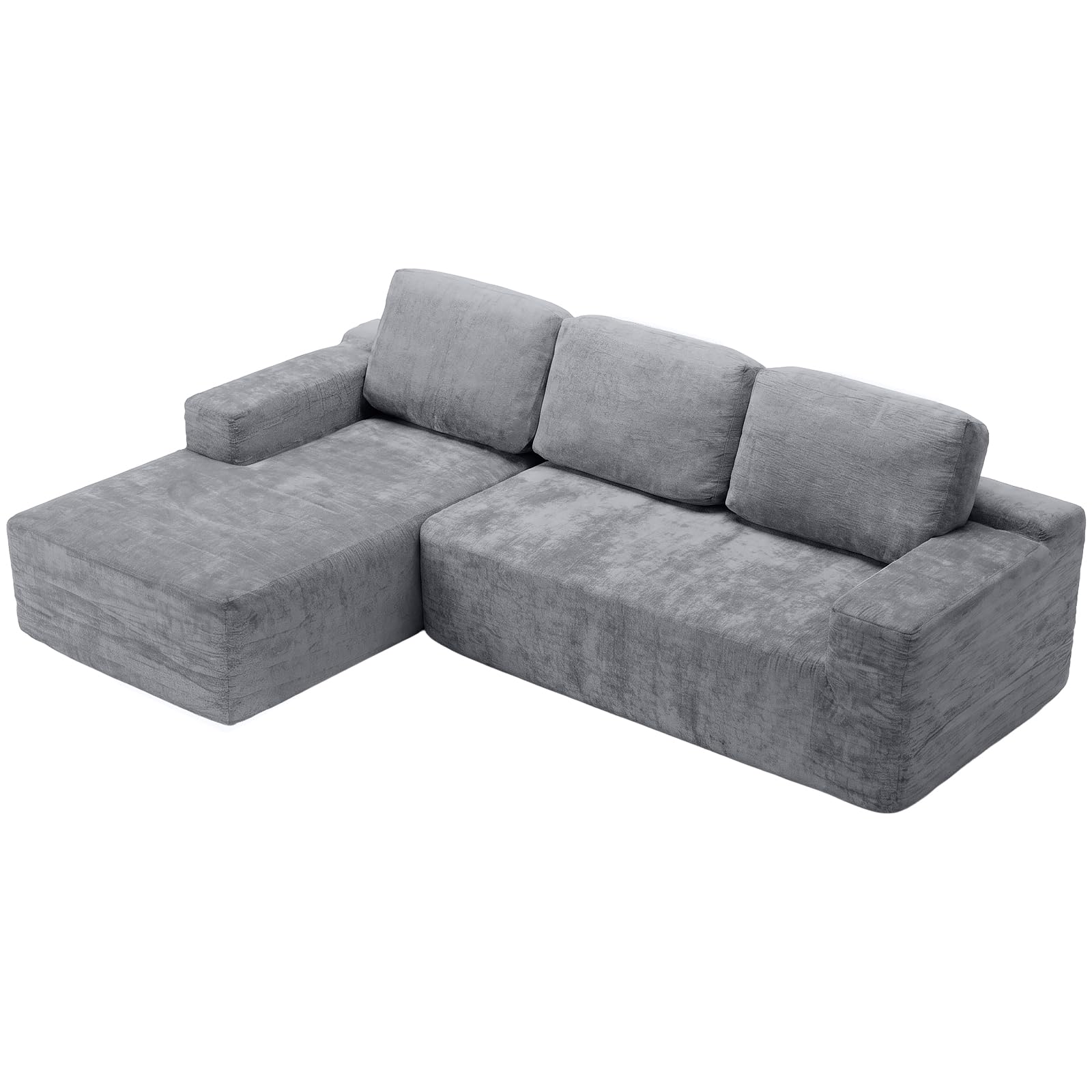 amuéblate online - Sofá Chaise Longue Zafiro, Orientación Izquierda | Práctico y Funcional, Envasado al Vacío, Color Gris