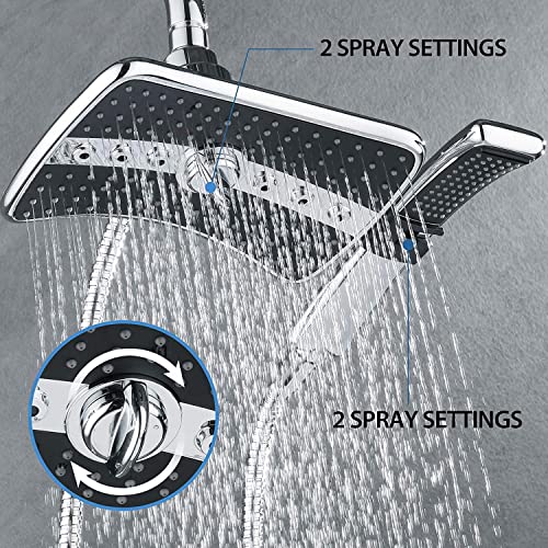Brazo de ducha Bright Showers 6 pulgadas con doble cabezal cromado miniatura 2