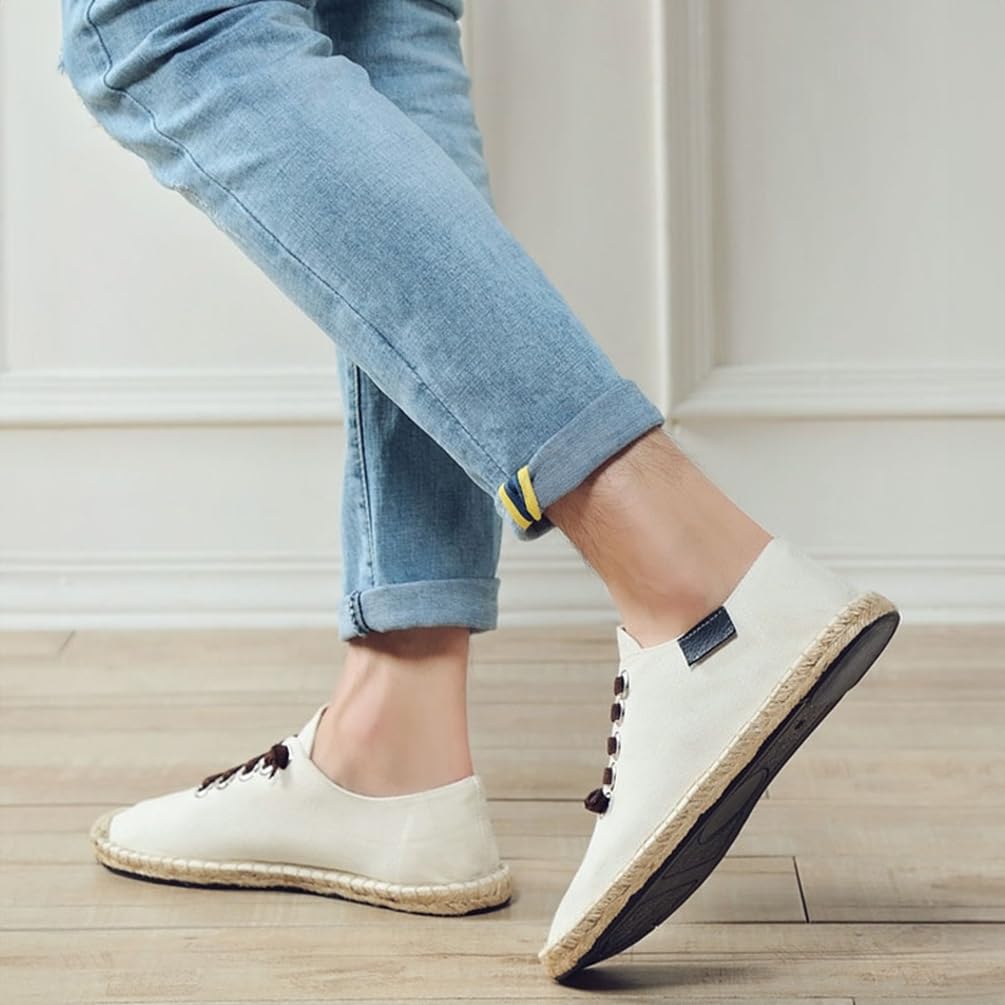 M&Catree Alpargatas para Hombres en Canvas Espadrillas Antideslizante Slip-on Alpargata Mocasines Planos