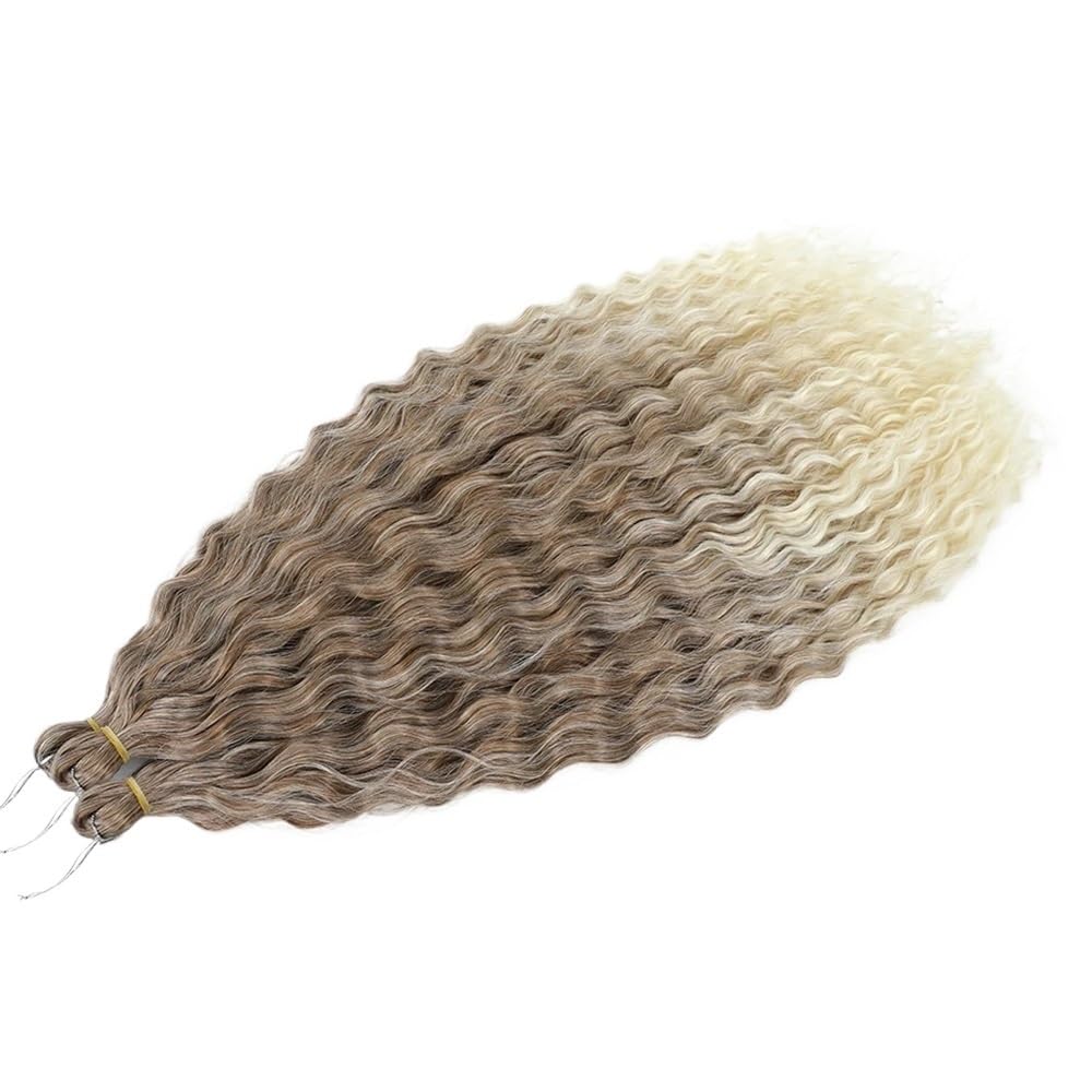 Zestaw 3 długich kręconych peruk, szydełkowe falowane włosy dla czarnych kobiet, głębokie warkocze do warkoczyków boho (62,30 cala-75 cm)
