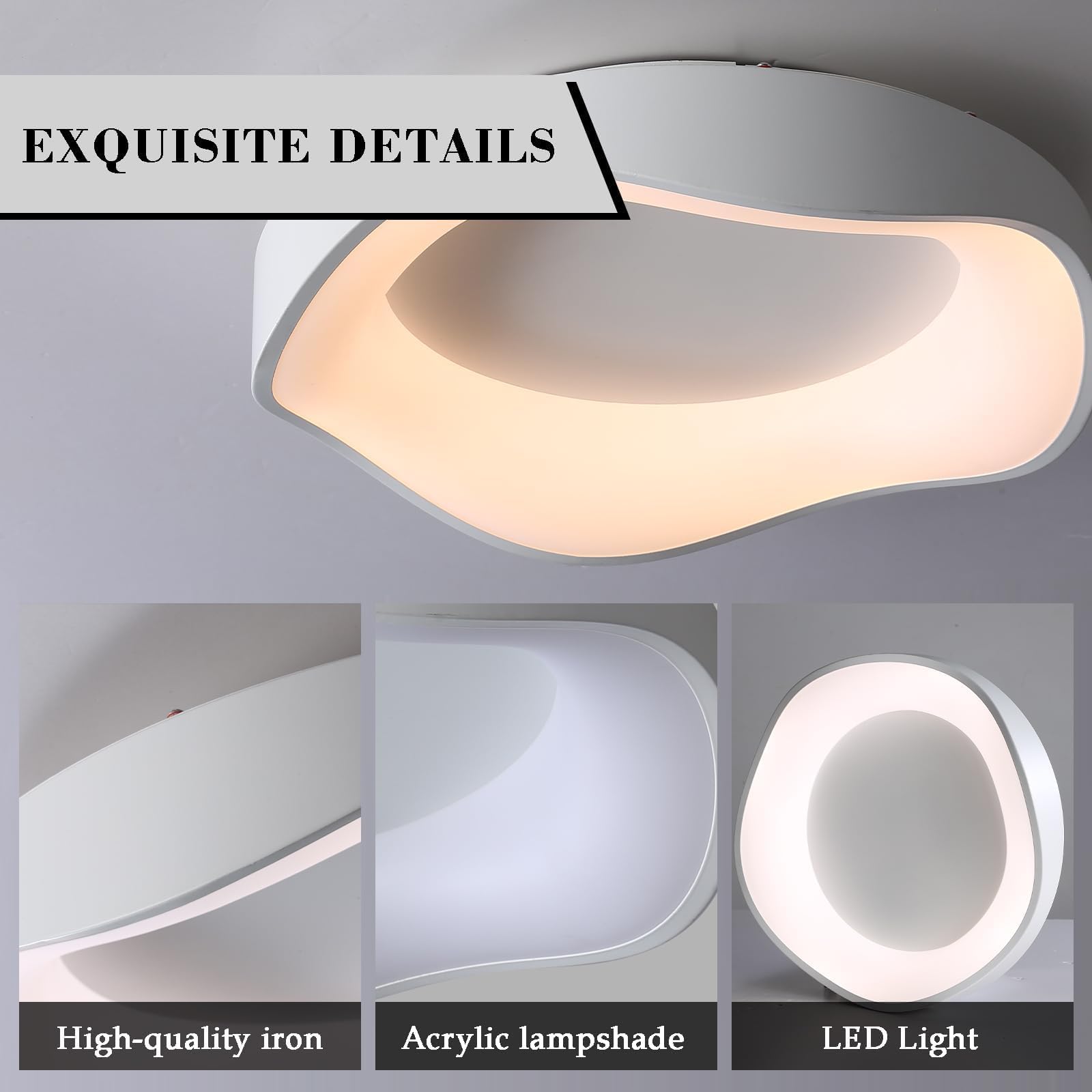 Plafoniera Led Moderna,52CM 3000K-6500K Plafoniera Soffitto Semplice, Protezione Agli Occhi,Plafoniere Led a Soffitto Per Soggiorno,Camera Da Letto,Cucina,Salotto,Corridoio,Dimmabile