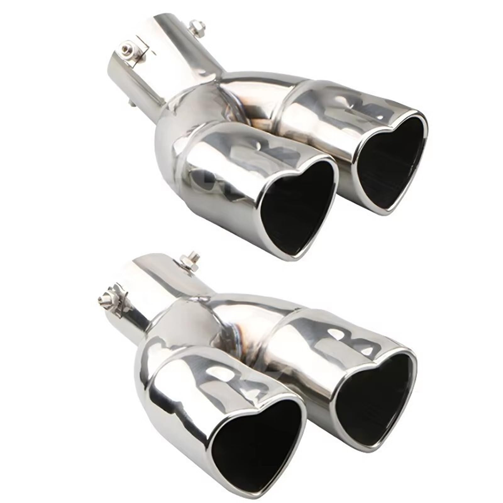 Car Silencer Końcówka tłumika w kształcie serca Samochód Auto Stalowa końcówka rury wydechowej Części zamienne Podwójne końcówki rur wydechowych(Style curle)